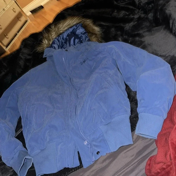 Bench Blue fur trim boy bomber puffer jacket Sz S - Picture 11 of 17
